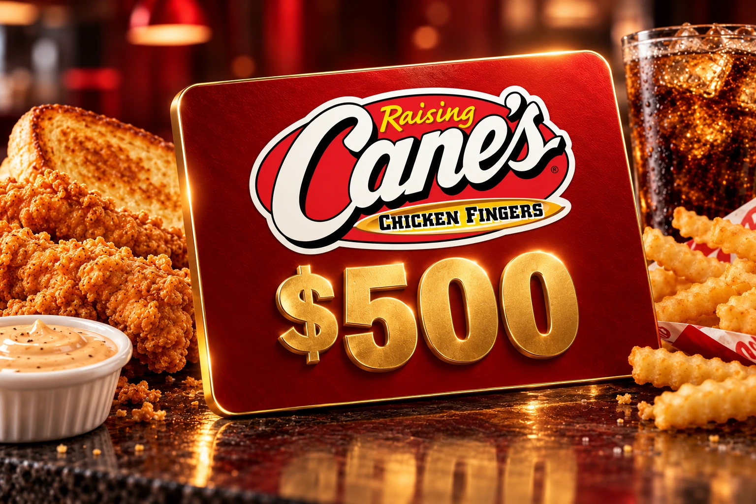 Raising Cane's $500 promotional artwork