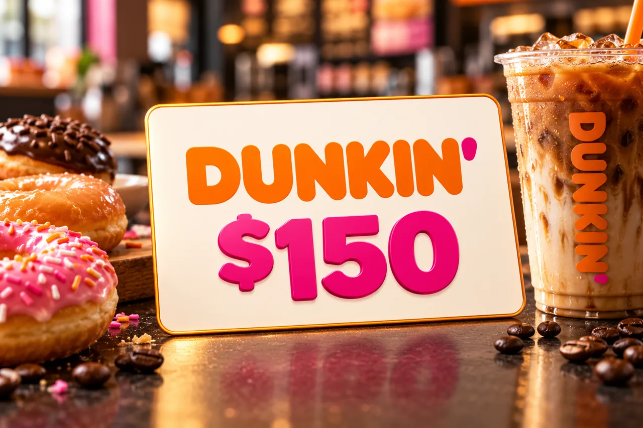 Dunkin' $150 promotional artwork